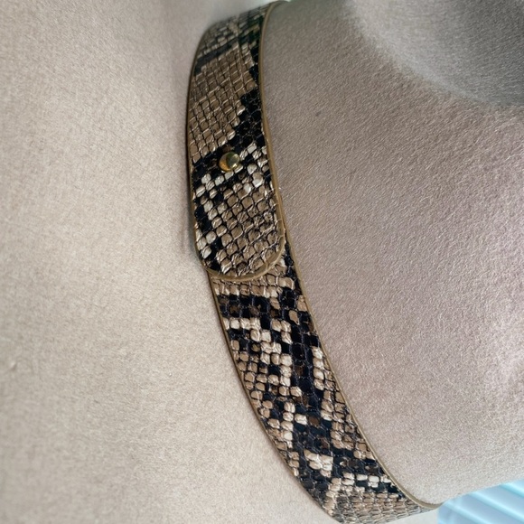 100% wool snake‎ print trim  beige fedora nwt main image 4